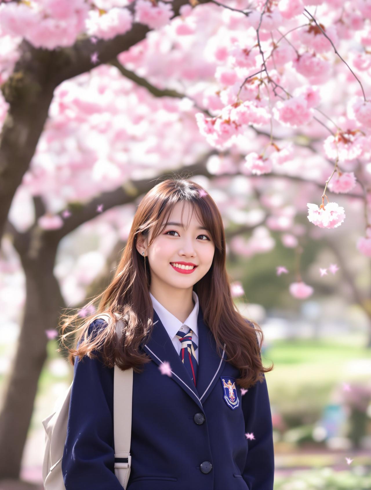 秀人私购-校园写真-操场边的樱花